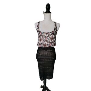 New RACHEL Roy Black Geometric Bodycon Pencil Skirt Tank Top Dress